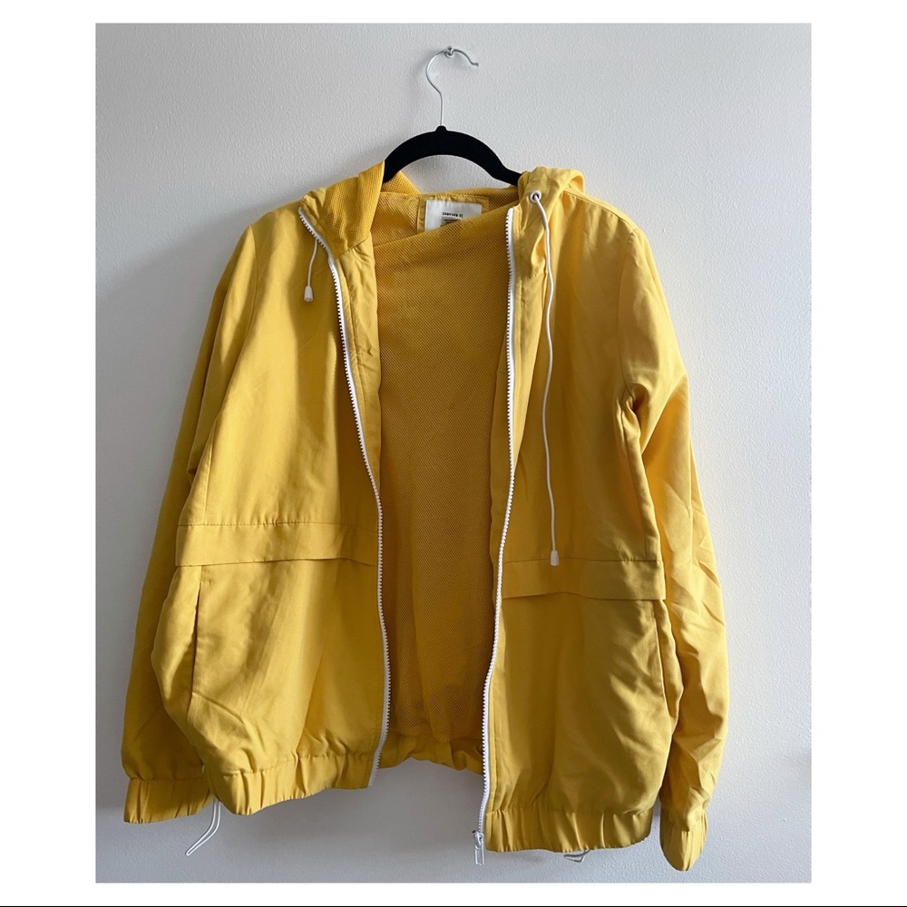 Yellow rain parka jacket